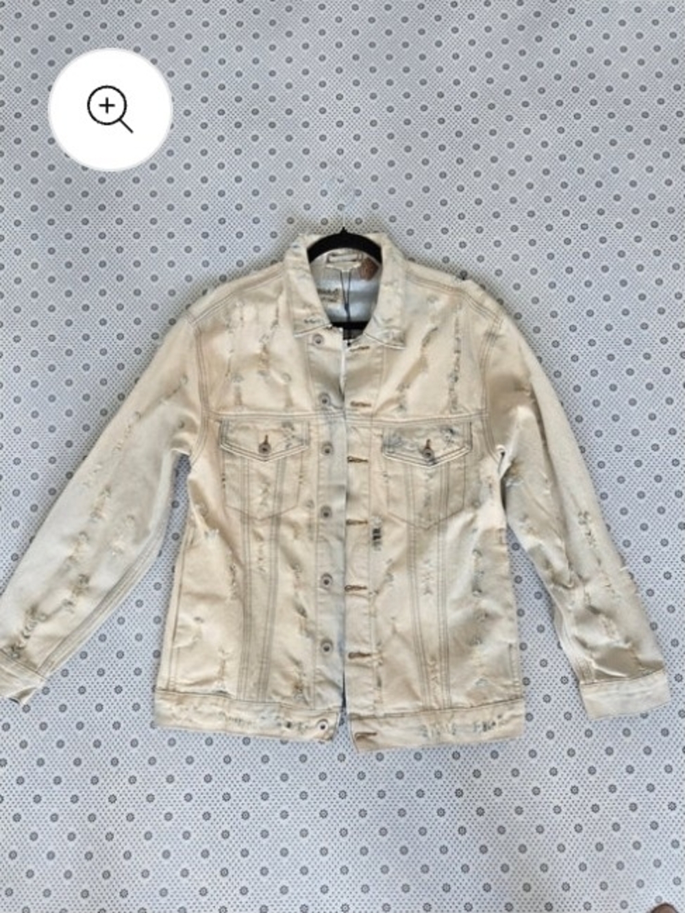 Dance & Marvel Vintage Cream Distressed Denim Trucker Jacket
